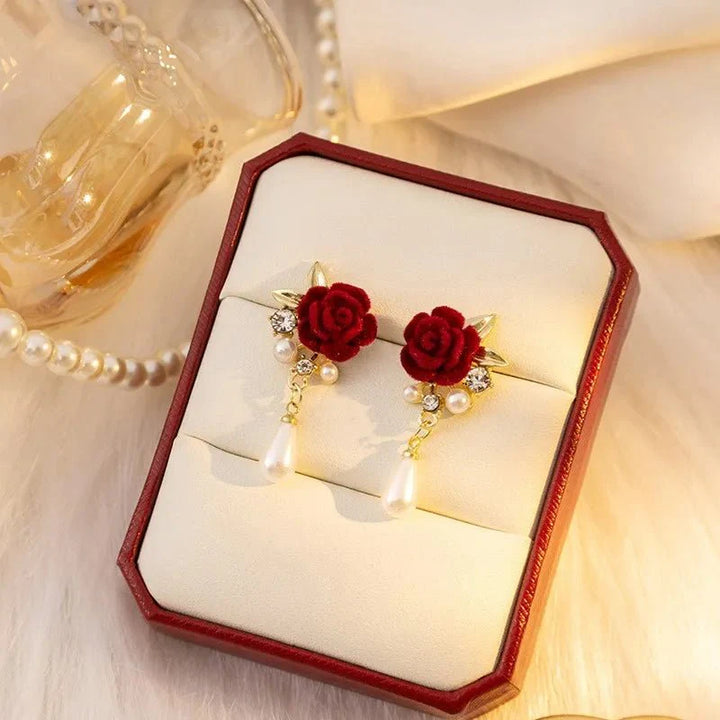 Skanto | Gullakkent Rose Diamond Perle Øredobber
