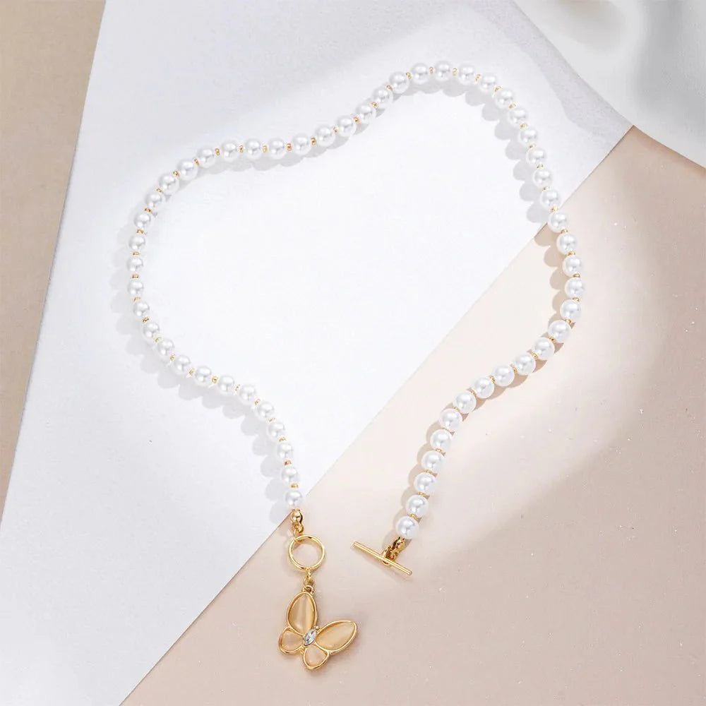 Skanto | Gull Krystall Sommerfugl Lås Choker Halskjede