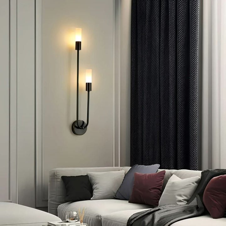 Skanto | Moderne Gull Vegglampe – Dobbelt Frostet Glass Lys