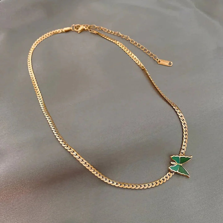 Skanto | Gylden fiskebein sommerfugl choker halskjede