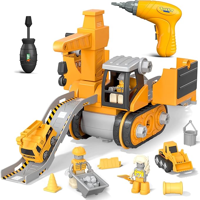 Skanto | LittleBuilder – Bygge lastebil, gravemaskin og kran leke sett for barn