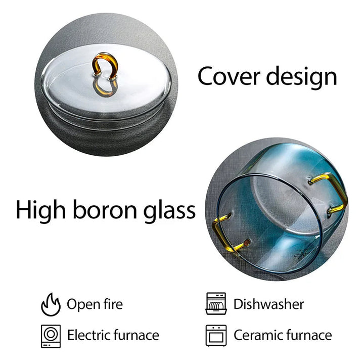 Gradient Farge Glass Kjele Pot Med Lokke Varmebestandig Kasserolle | Skanto