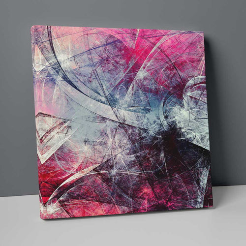 Abstrakt fraktal grå-lilla-rosa nr. 2, kunsttrykk på lerret