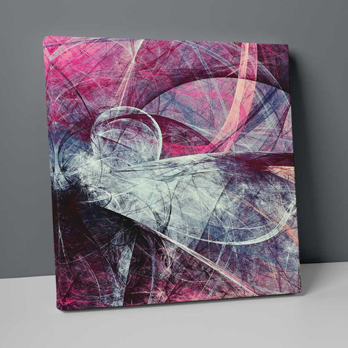 Abstrakt fraktal grå-lilla-rosa nr. 3, kunsttrykk på lerret