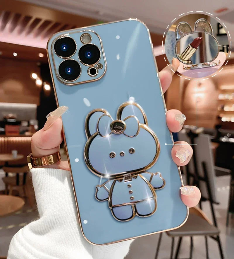 Skanto | 3D Kanin Koreansk Stil Speil iPhone Etui