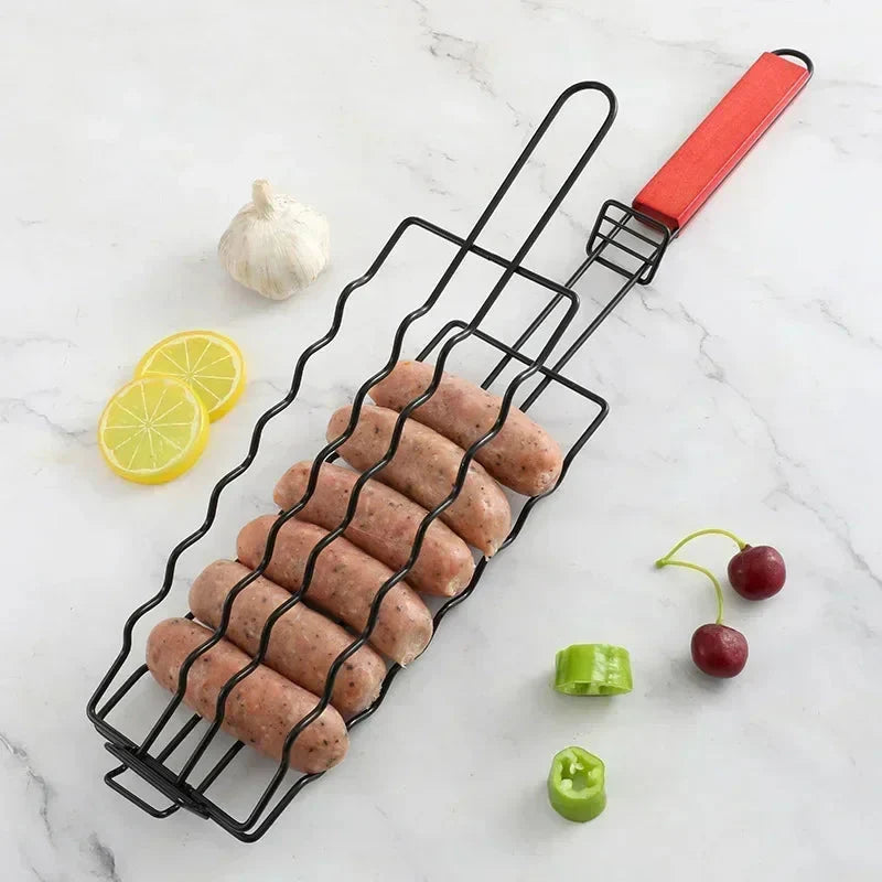 Grillkurv Rustfritt Stål BBQ Verktøy Grillrack for Pølse | Skanto