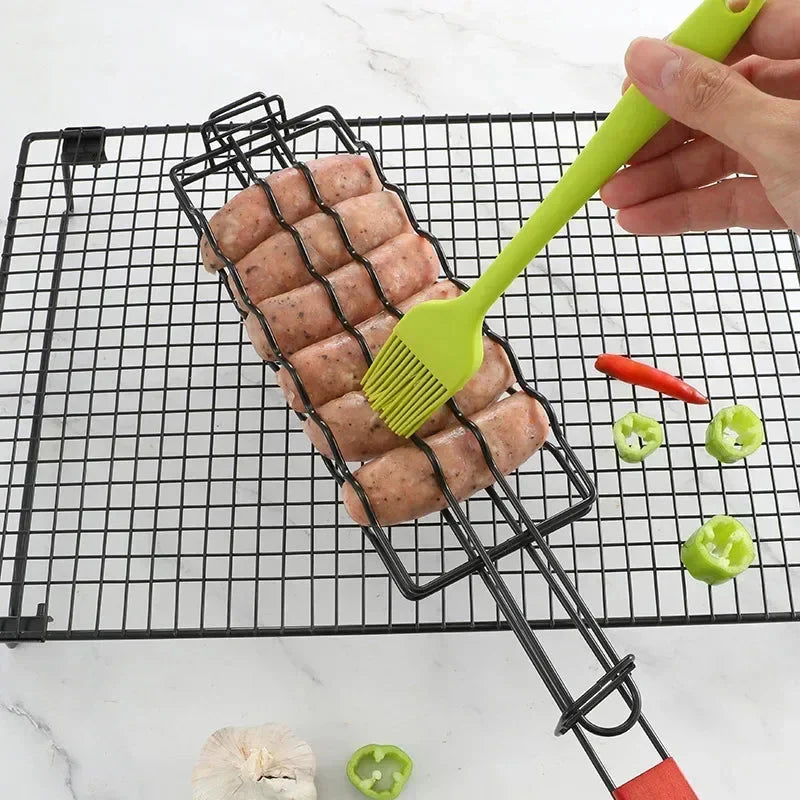 Grillkurv Rustfritt Stål BBQ Verktøy Grillrack for Pølse | Skanto