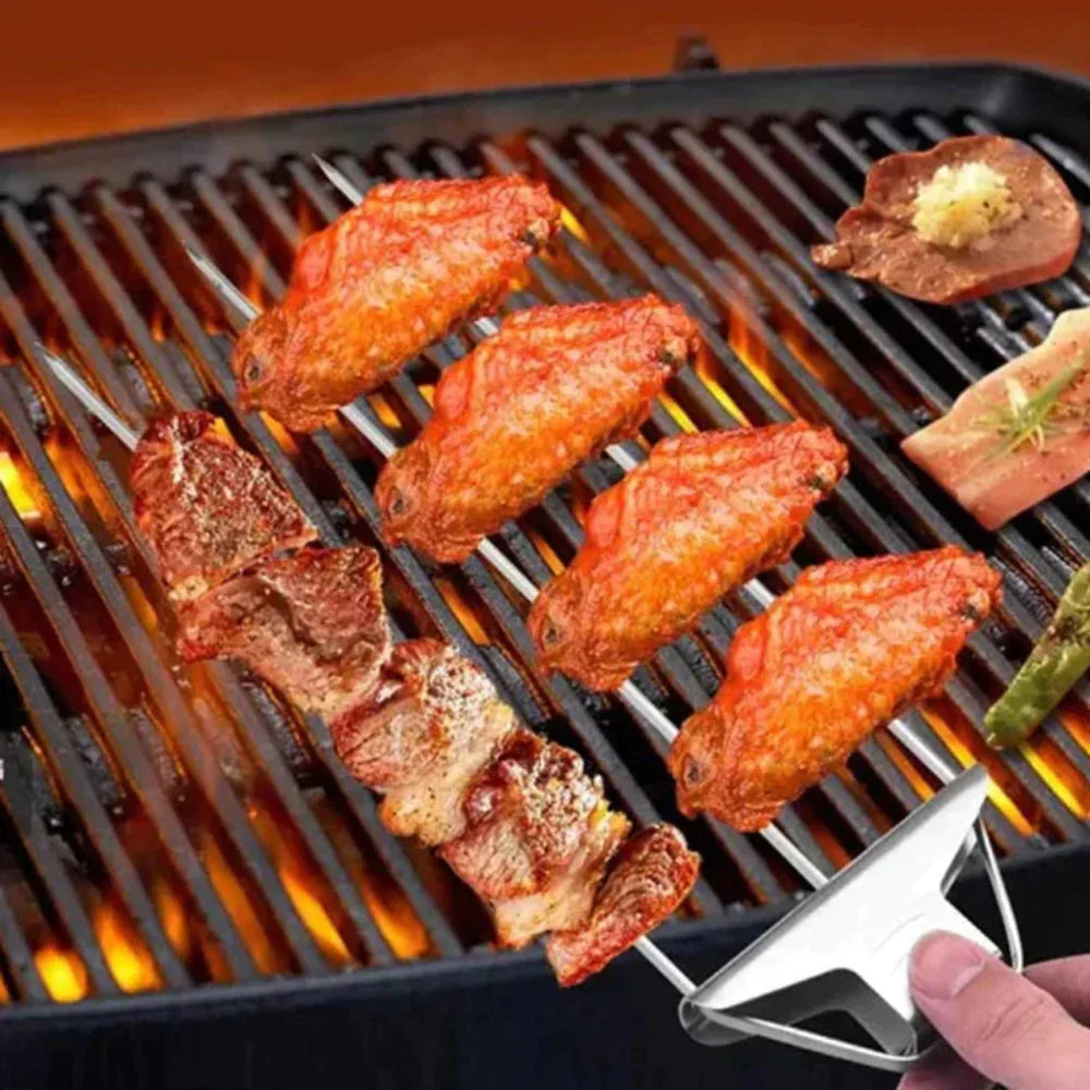 Skanto | Rustfritt Stål BBQ Spyd Triple Grill Verktøy