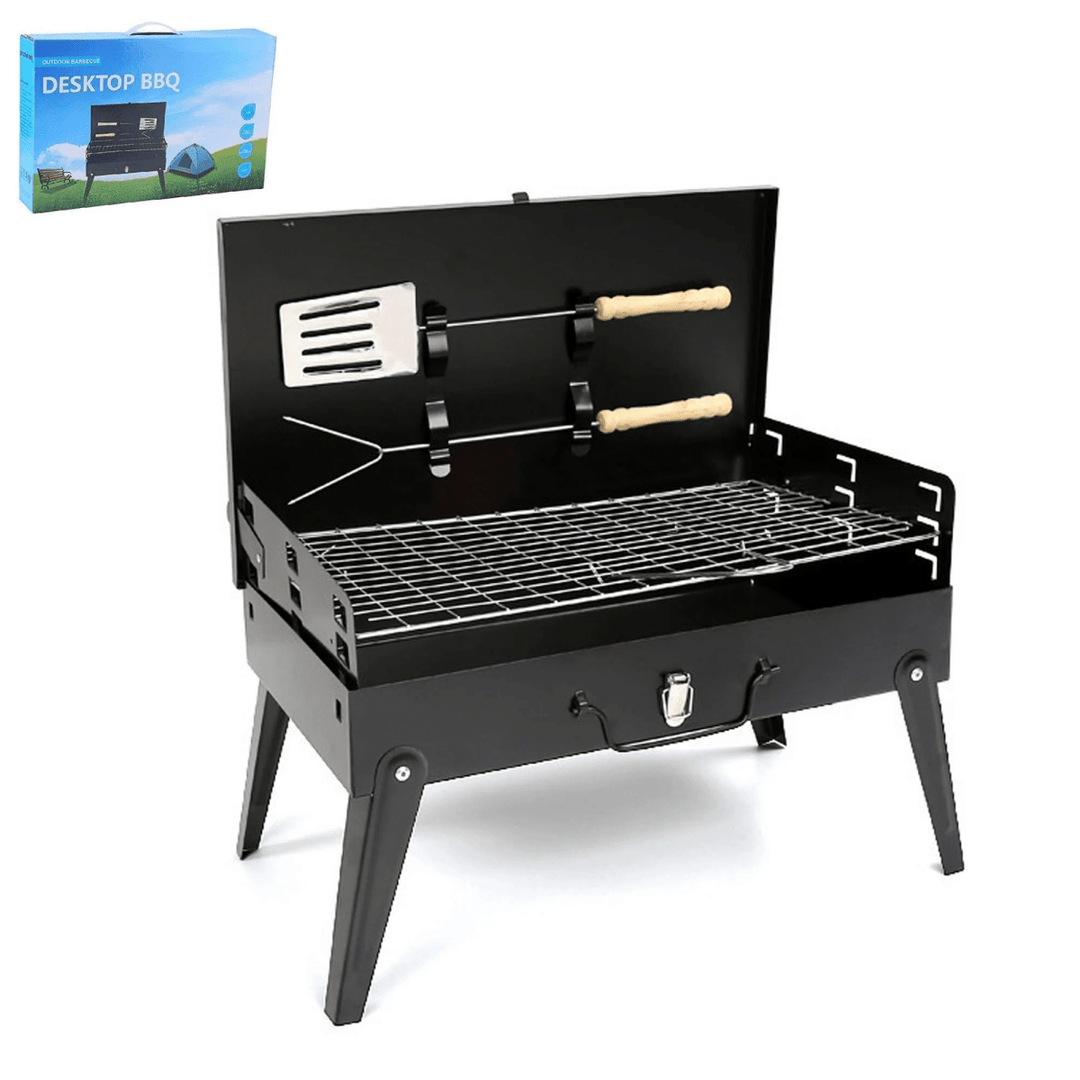 Skanto | Grillmate Fold – Sammenleggbart stål kofferthusgrill for hage, camping og utendørs BBQ