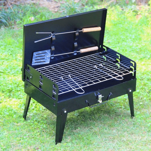 Skanto | Grillmate Fold – Sammenleggbart stål kofferthusgrill for hage, camping og utendørs BBQ