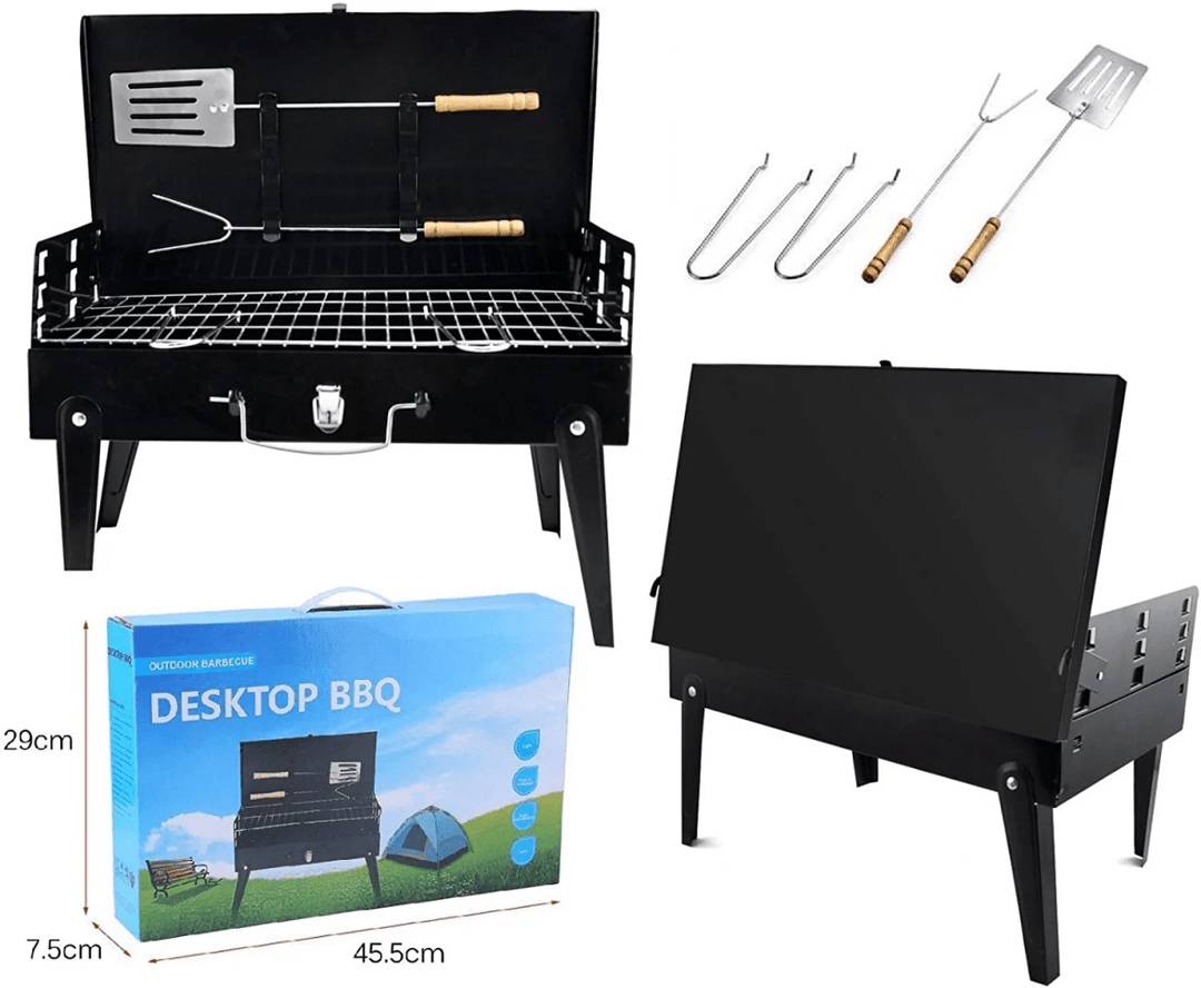 Skanto | Grillmate Fold – Sammenleggbart stål kofferthusgrill for hage, camping og utendørs BBQ