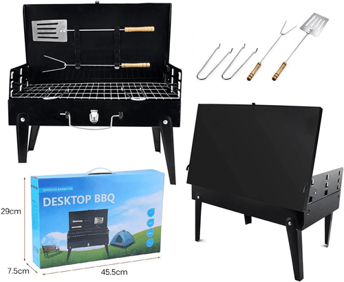 Skanto | Grillmate Fold – Sammenleggbart stål kofferthusgrill for hage, camping og utendørs BBQ