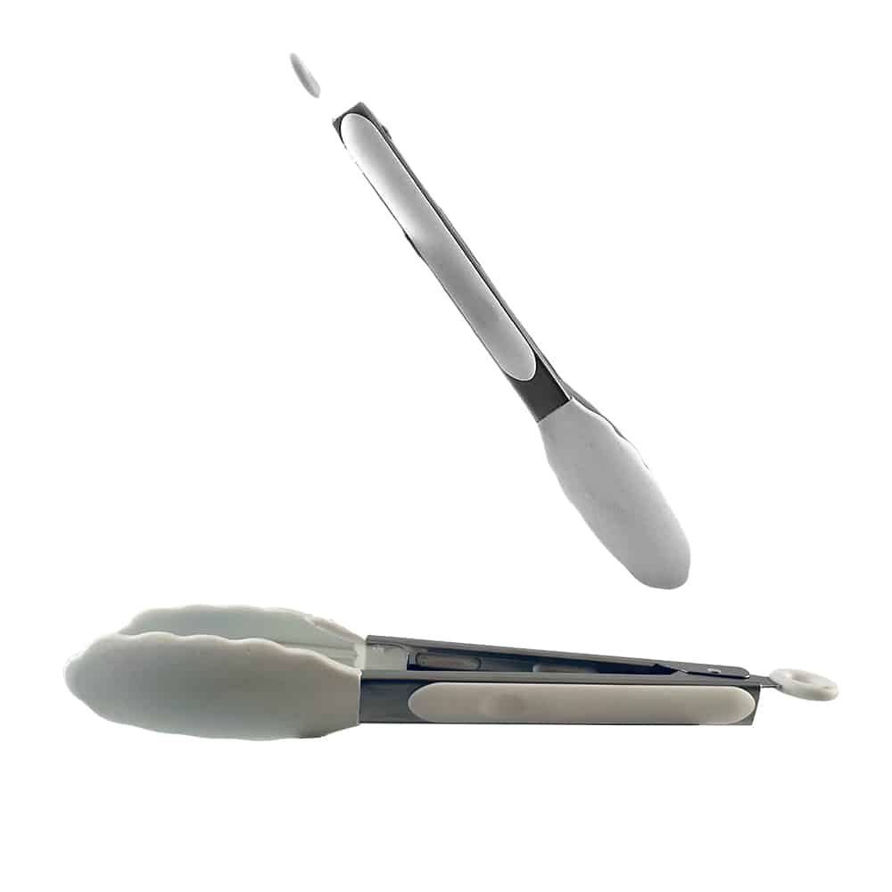 Silikontang og rustfritt stål grilltang - 23/30 cm - Hvit / Svart | Skanto