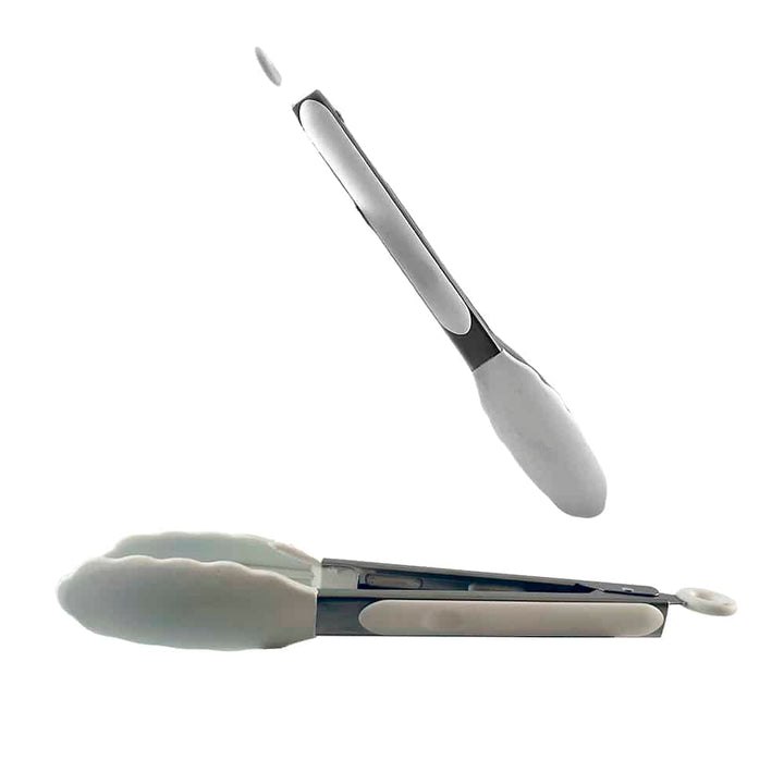 Silikontang og rustfritt stål grilltang - 23/30 cm - Hvit / Svart | Skanto