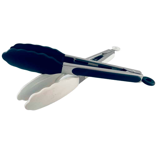 Silikontang og rustfritt stål grilltang - 23/30 cm - Hvit / Svart | Skanto