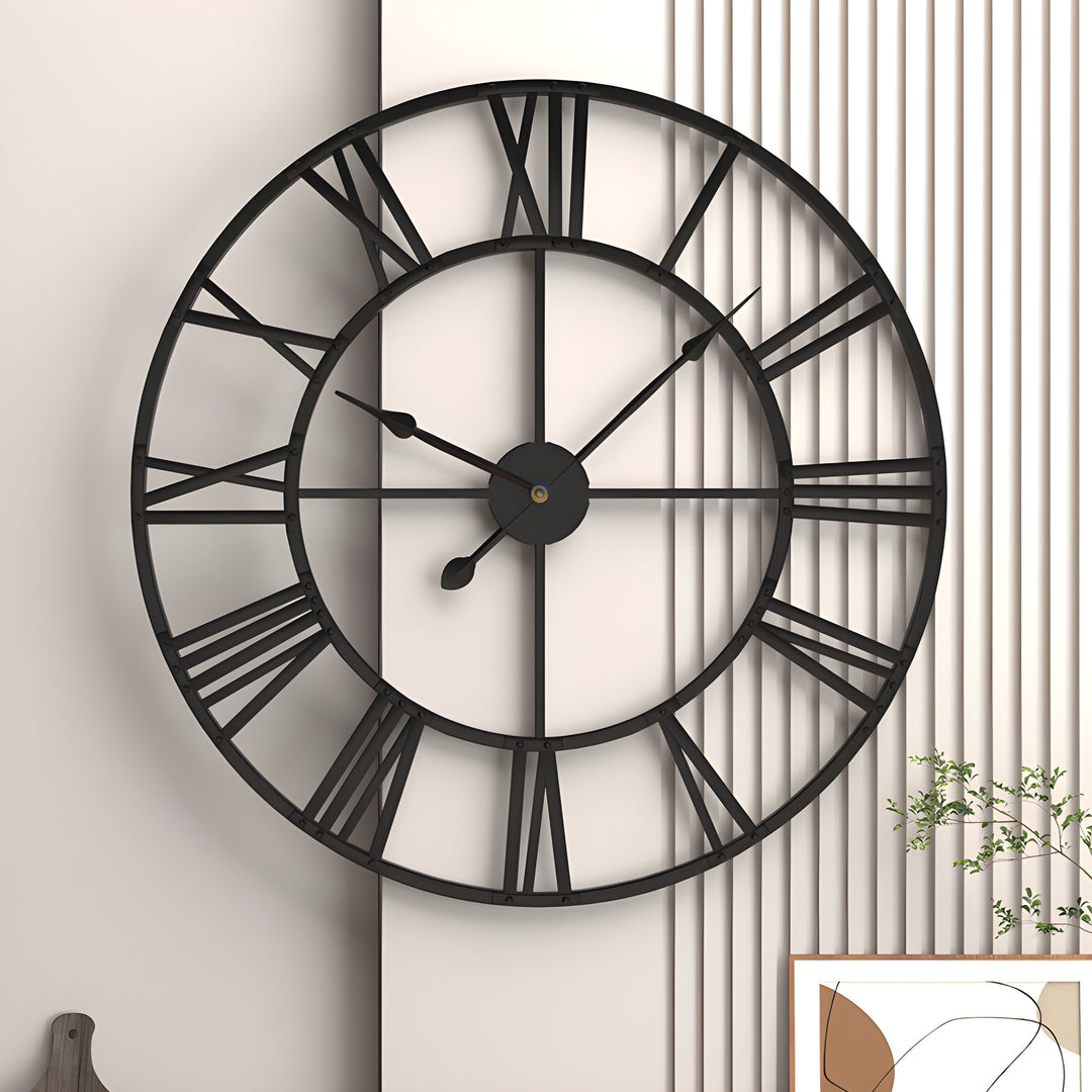 Romerske tall Jern Kunst Hengeklokke Stille Design | Skanto