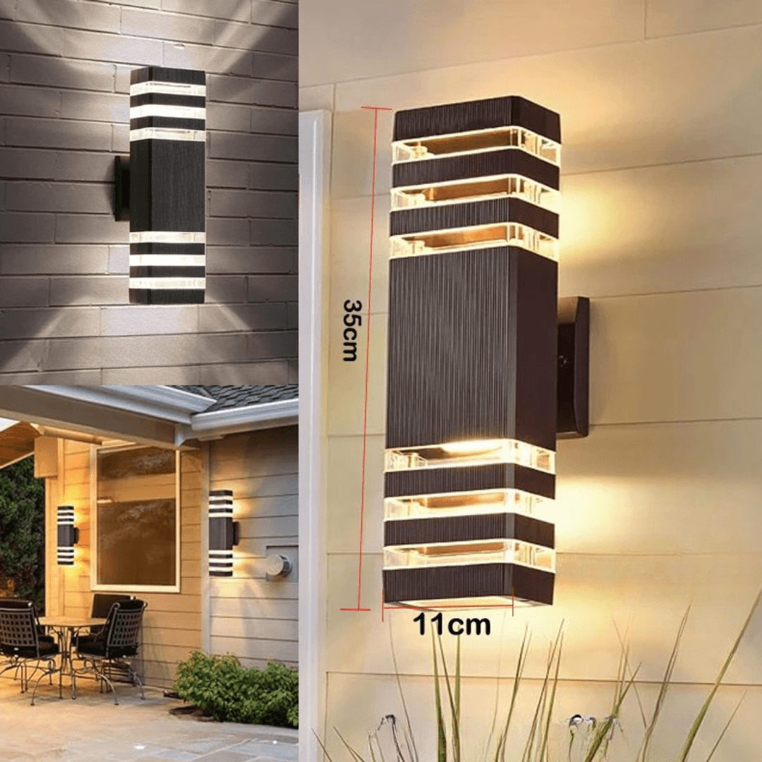Skanto | LumiBloc LED Utendørs Vegglampe – Moderne IP65 Opp & Ned Design med E27 Sokkel