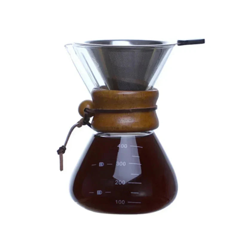 Håndglass kaffekjele med rustfritt stålfilter dryppbrygger kaffe | Skanto