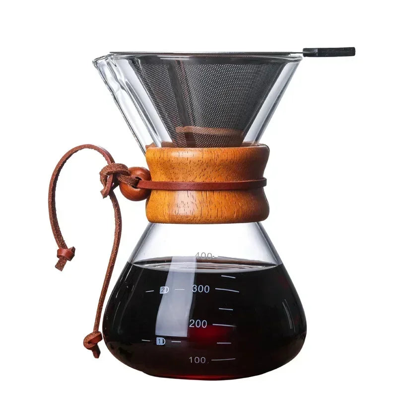 Håndglass kaffekjele med rustfritt stålfilter dryppbrygger kaffe | Skanto