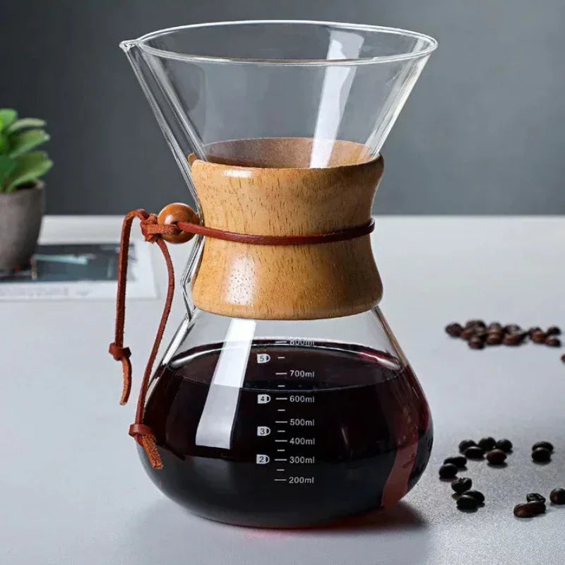 Håndglass kaffekjele med rustfritt stålfilter dryppbrygger kaffe | Skanto