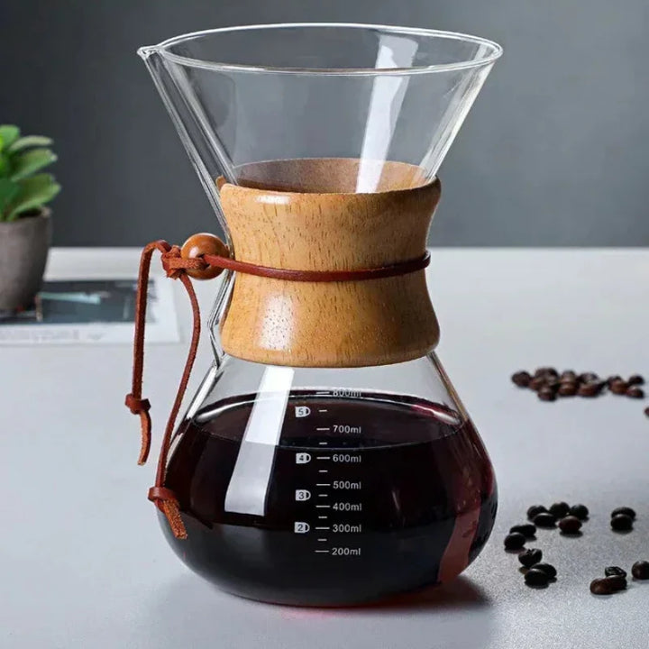 Håndglass kaffekjele med rustfritt stålfilter dryppbrygger kaffe | Skanto