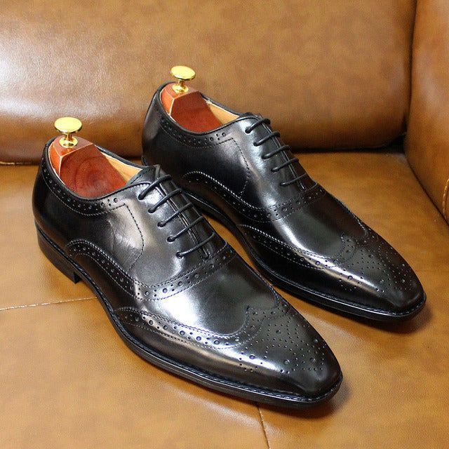Skanto | Håndlaget Herre Oxford Sko Lær Brogue Dress Klassisk Forretningsformelle Sko