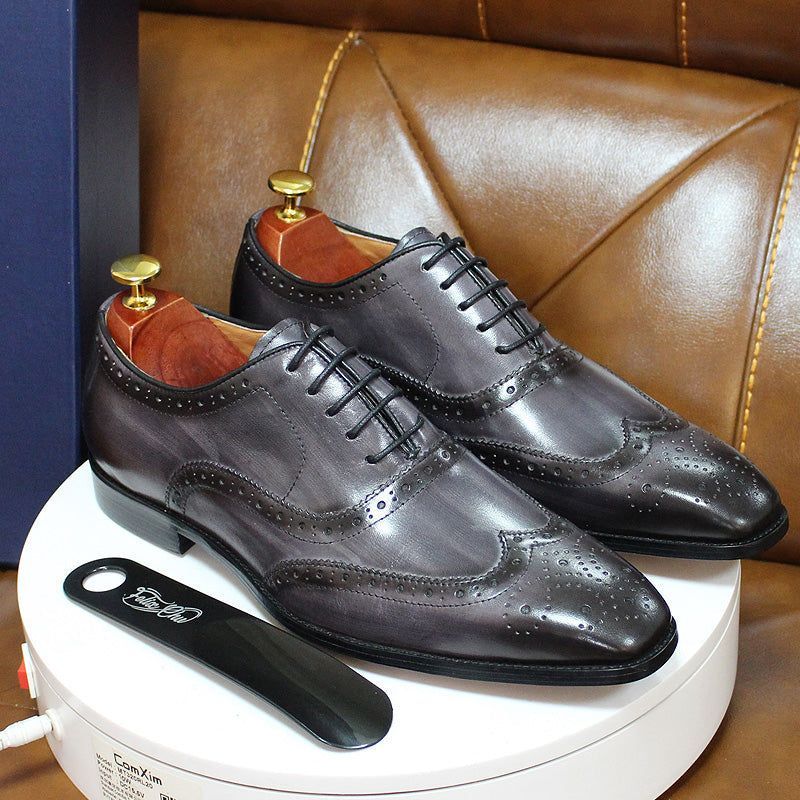Skanto | Håndlaget Herre Oxford Sko Lær Brogue Dress Klassisk Forretningsformelle Sko