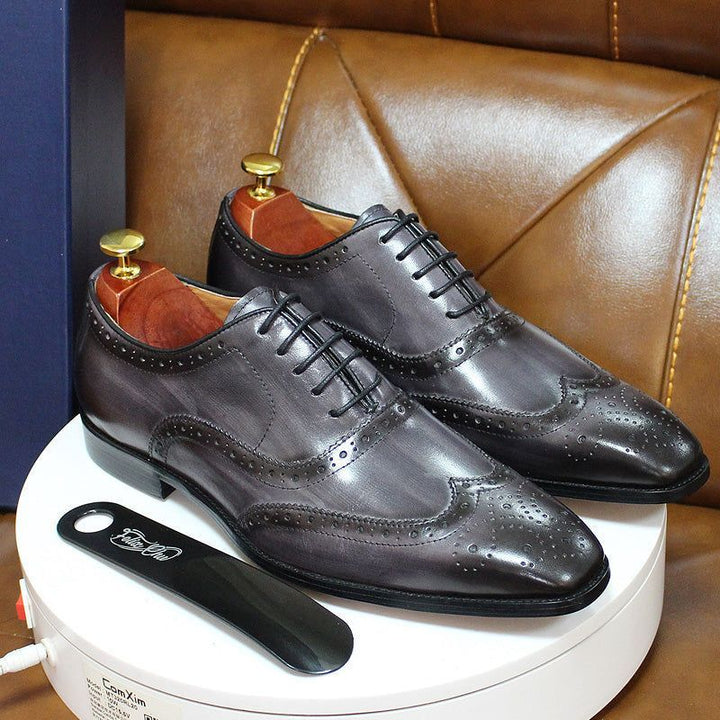 Skanto | Håndlaget Herre Oxford Sko Lær Brogue Dress Klassisk Forretningsformelle Sko