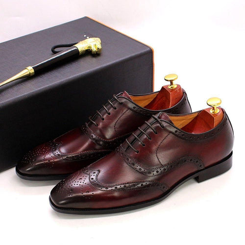 Skanto | Håndlaget Herre Oxford Sko Lær Brogue Dress Klassisk Forretningsformelle Sko