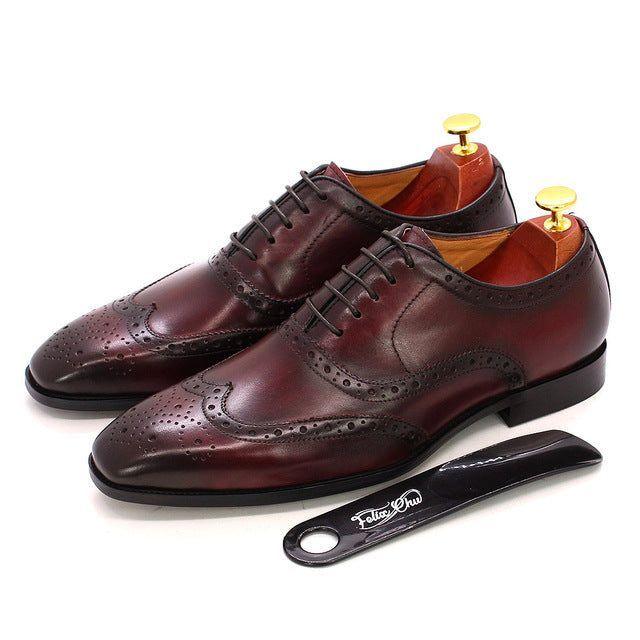 Skanto | Håndlaget Herre Oxford Sko Lær Brogue Dress Klassisk Forretningsformelle Sko