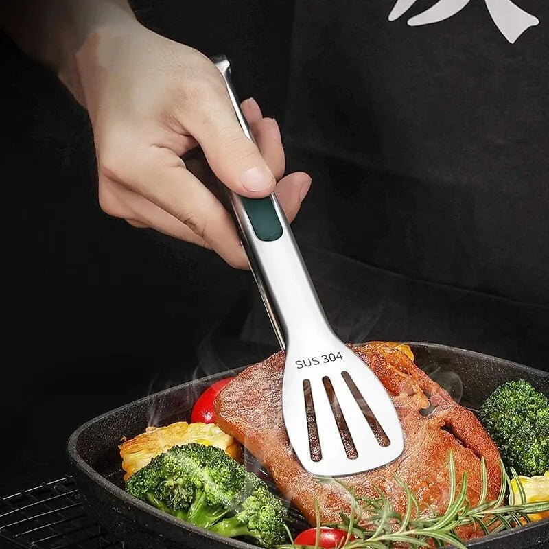 Skanto | HandyTongs – Rutsjefrie rustfritt stål tang for kjøtt, salat og brød