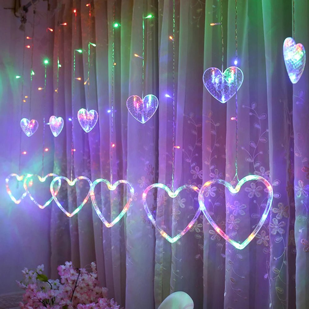Skanto | Hjerteformede LED Gardinlys – 3,5M Fe Garland for Valentinsdag, Bryllup, Jul og Soverom Festdekor (220V/110V)