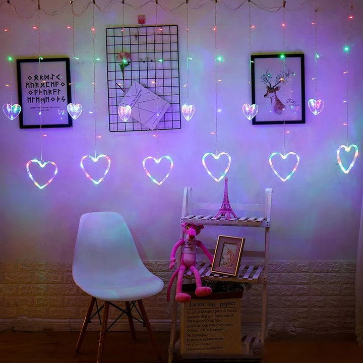 Skanto | Hjerteformede LED Gardinlys – 3,5M Fe Garland for Valentinsdag, Bryllup, Jul og Soverom Festdekor (220V/110V)