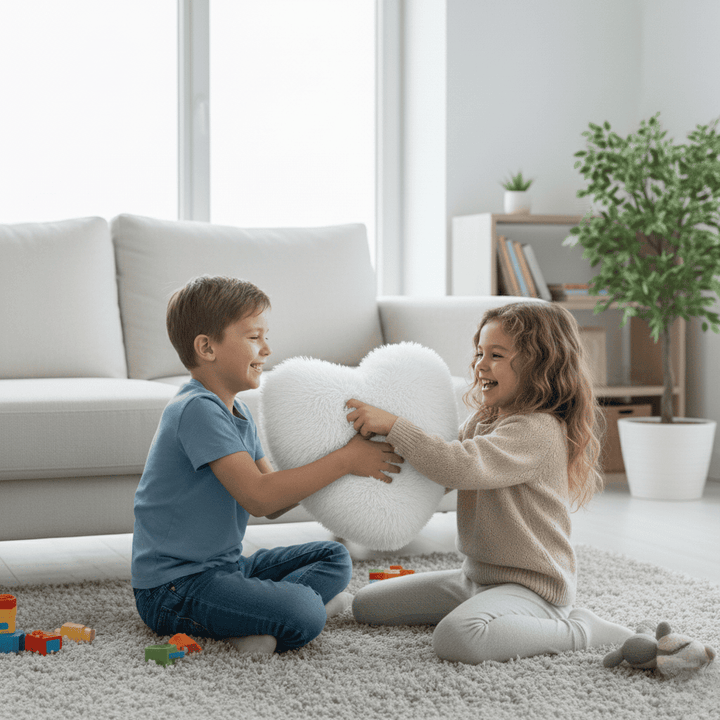 Skanto | HEARTLUX – Myk Faux Fur Hjertepute for Moderne Hjem Dekor
