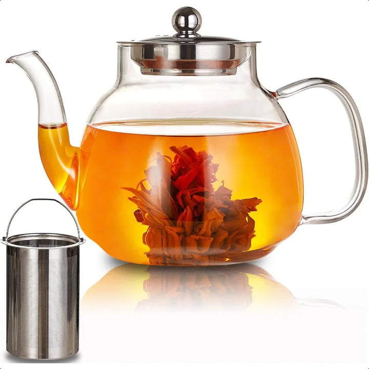 Varmebestandig borosilikatglass tekjele i rustfritt stål med infuser | Skanto