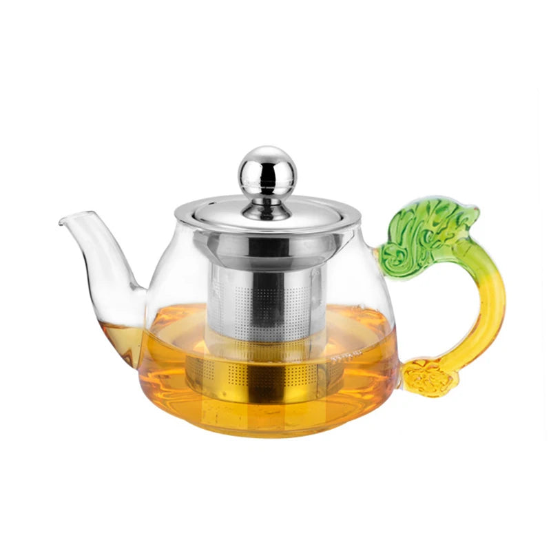 Varmeresistent glass tepotte med rustfritt stål infusor glasskettle | Skanto