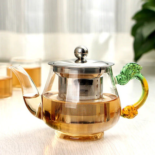 Varmeresistent glass tepotte med rustfritt stål infusor glasskettle | Skanto