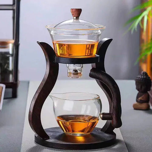Varmebestandig glass te-sett med magnestisk vannroterende lokk | Skanto