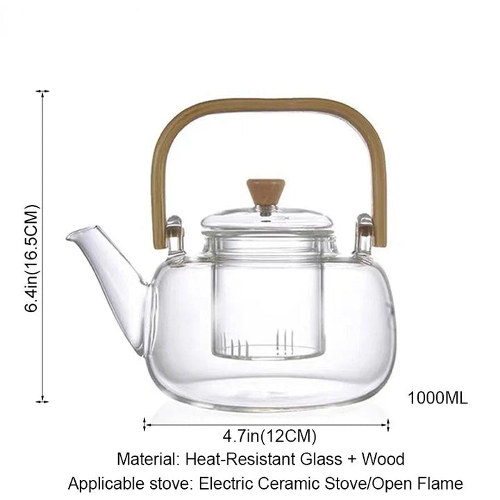 Varmebestandig glass tekanne med beholder keramisk tekanneholder base | Skanto