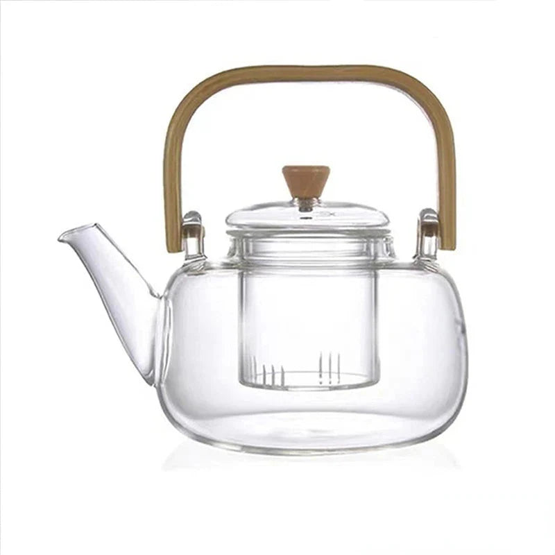 Varmebestandig glass tekanne med beholder keramisk tekanneholder base | Skanto