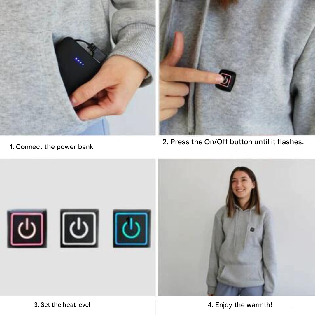 Skanto | HeatWear Hettegenser – Innovativ oppvarmet hettegenser med justerbar temperatur