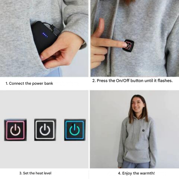 Skanto | HeatWear Hettegenser – Innovativ oppvarmet hettegenser med justerbar temperatur