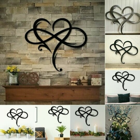 InfinityHeart Wanddekoration – Eisenskulptur mit Symbol der ewigen Liebe