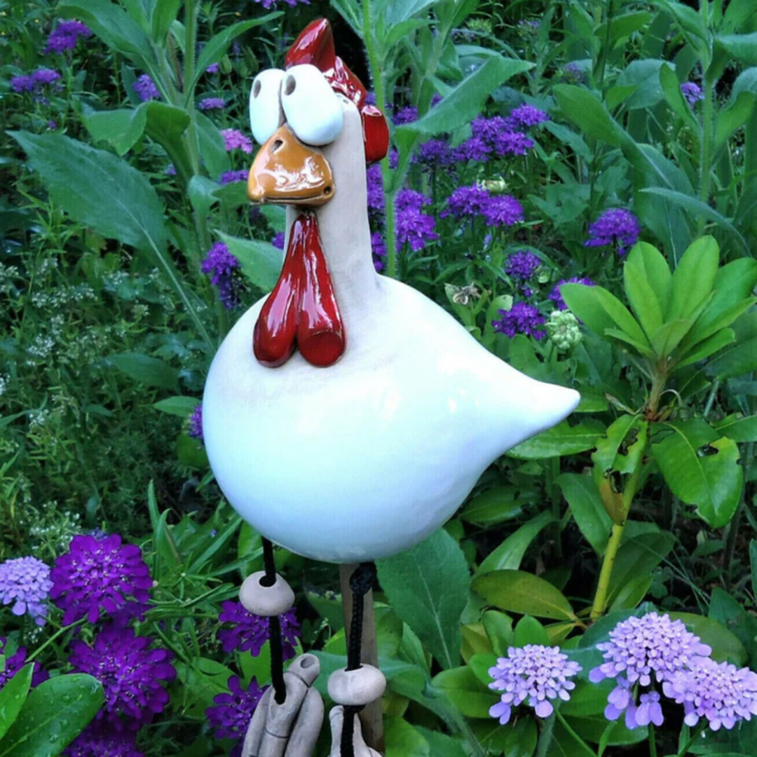 Happy Chicken – Lekent Hagedekorasjon for Utendørs Skanto