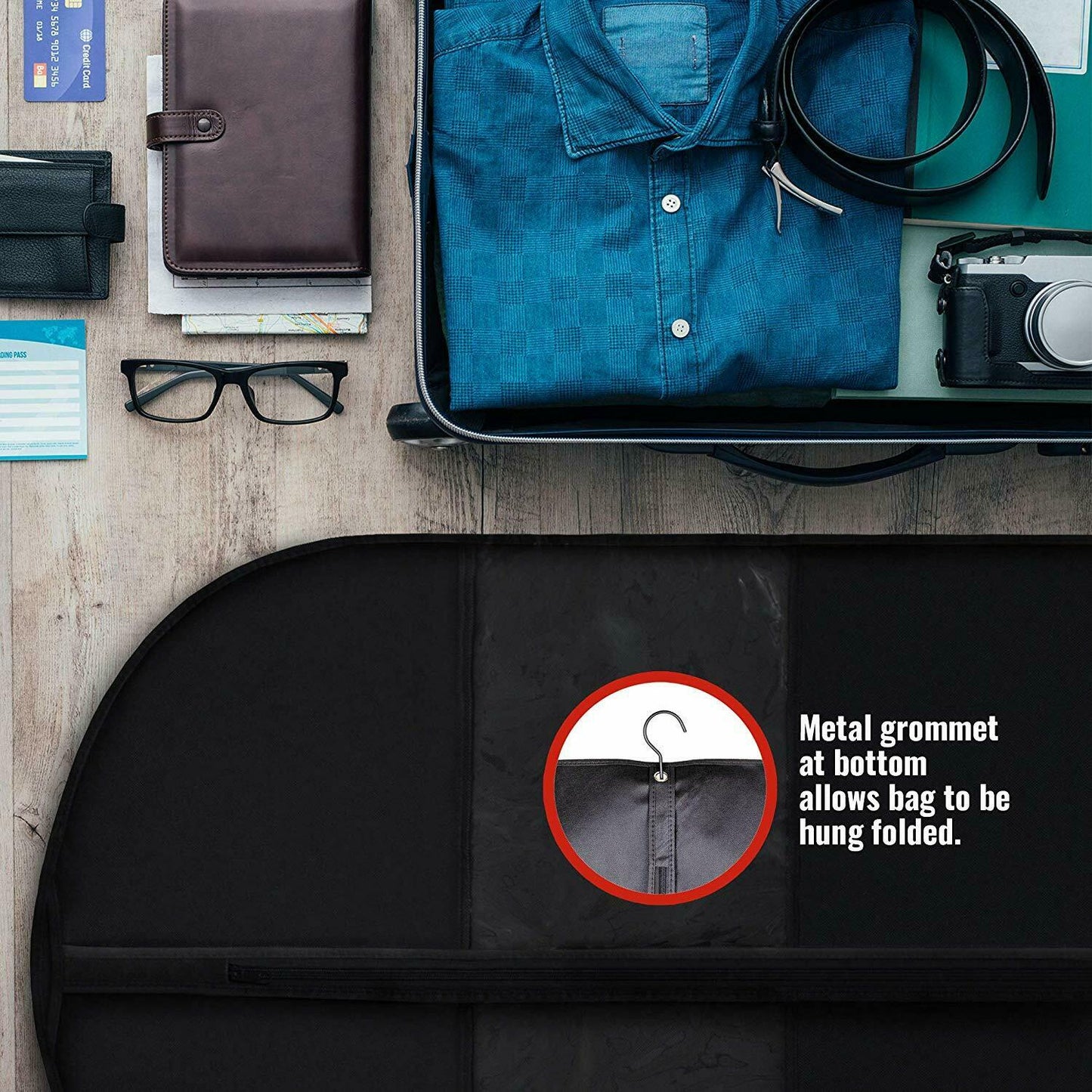 Norvo | 5 Premium Garment Bags - Med Gjennomsiktig Vindu, Vannavvisende - 40"/54" Inches