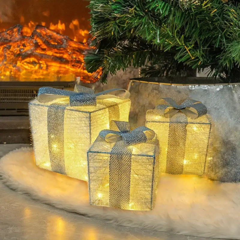 Skanto | GlowBox – LED Gaveesker Sett for Juledekorasjon (3 Stykker)