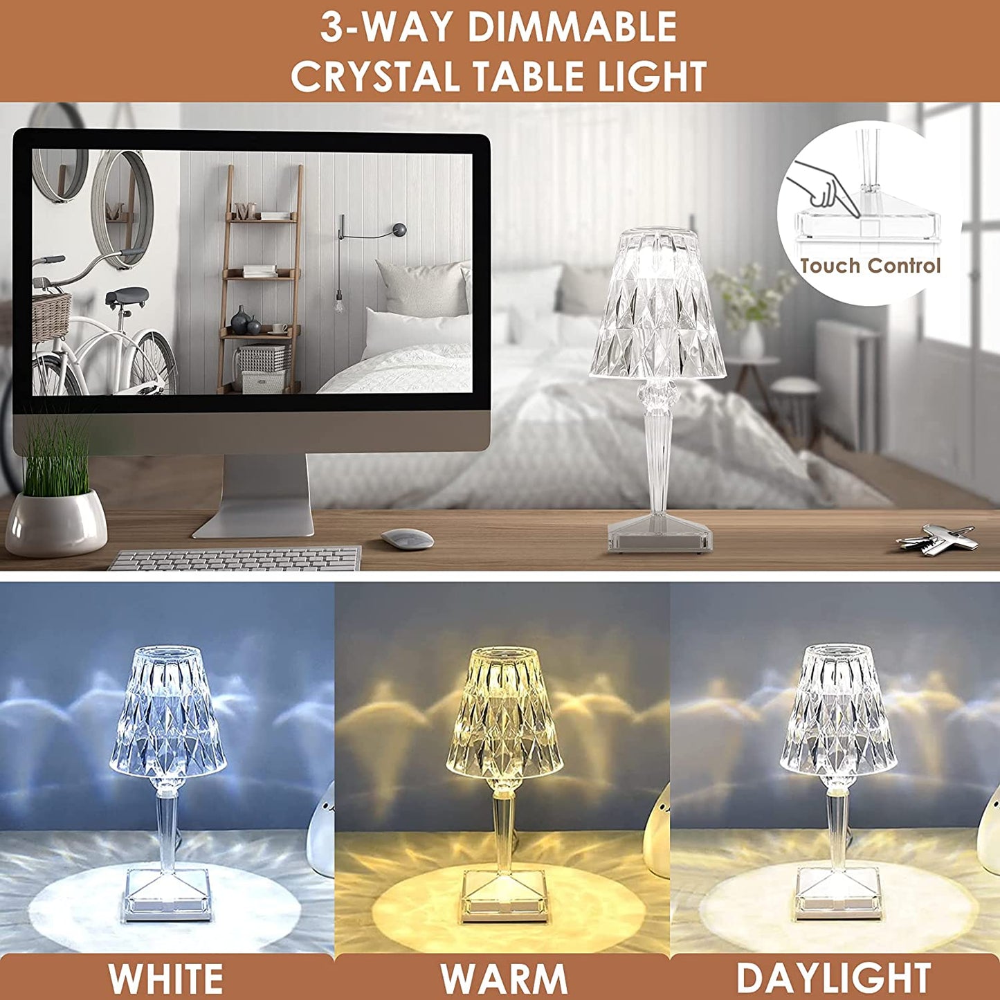 Norvo | CrystaLamp - LED Bordlampe laget av Diamantkrystall