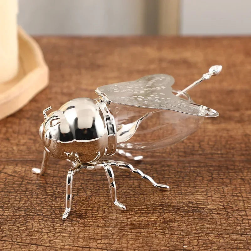 Honeybee Sukkerkrukke med Skje Kjøkken Pottebeholder Kjøkken Servise | Skanto
