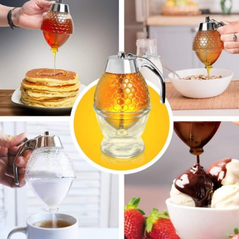 Skanto | Dryppfri honningdispenser med honningkake-design – 200 ml plast