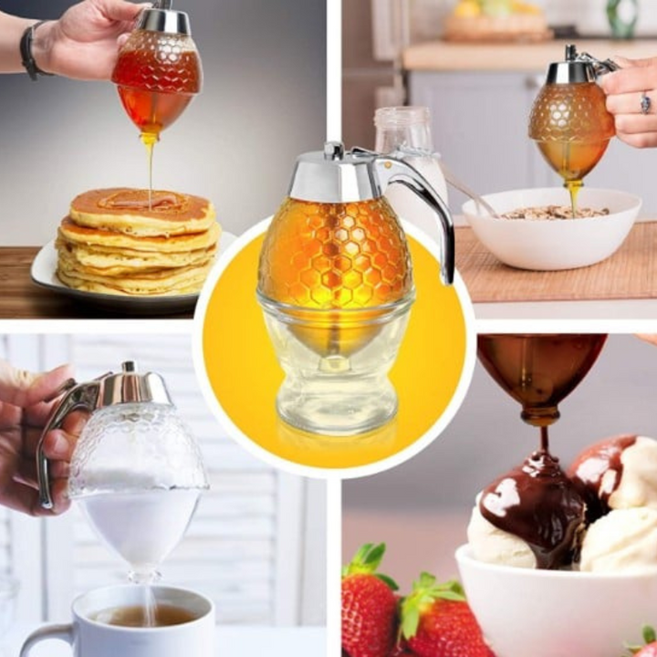 Skanto | Dryppfri honningdispenser med honningkake-design – 200 ml plast